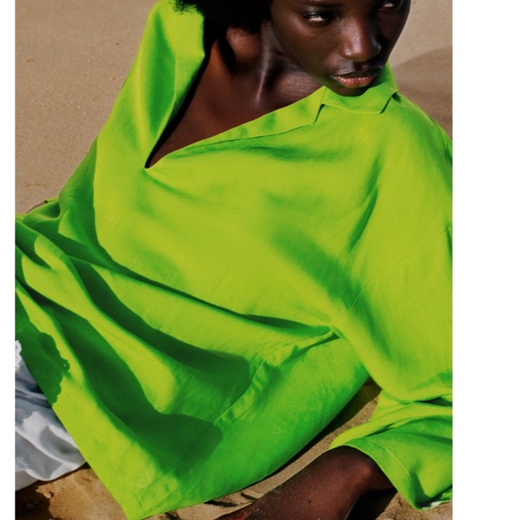 💚 Zara Green Oversized Linen Blend Shirt 💚 - Picture 11 of 14